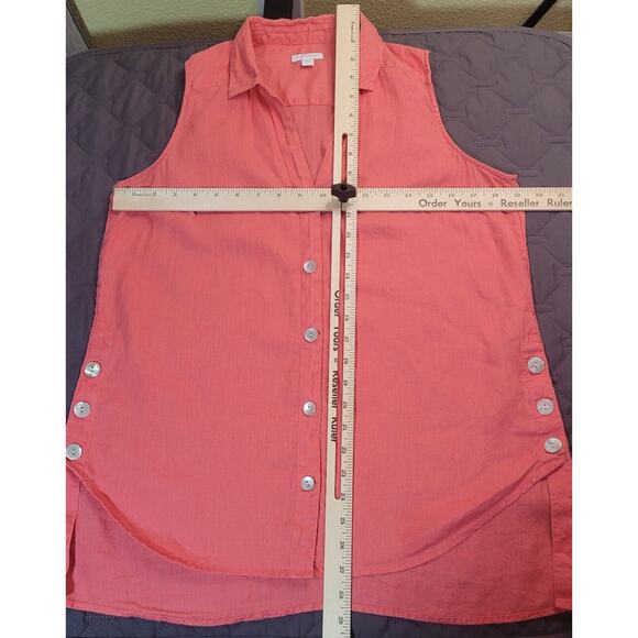 J. Jill Coral Linen Sleeveless Button Down Hi Lo Top S EUC - Picture 10 of 10